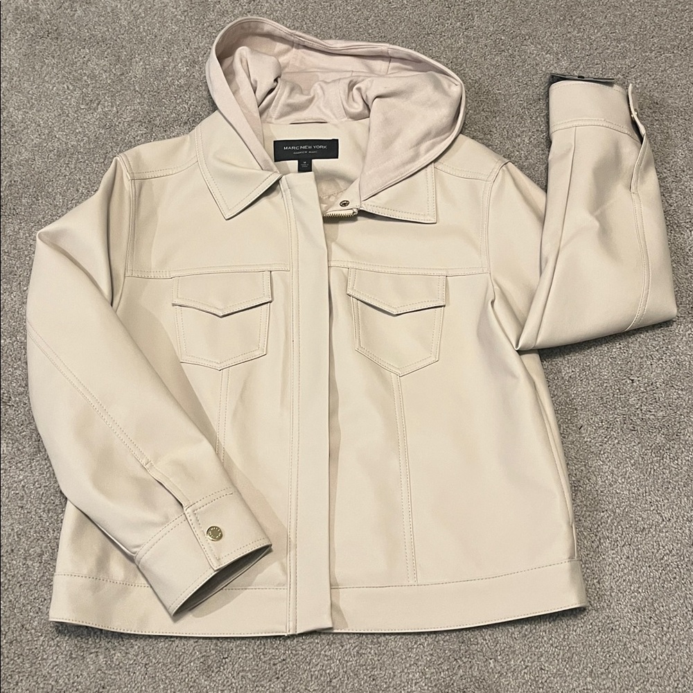 NWT Marc New York Faux Leather Jacket with Hood
